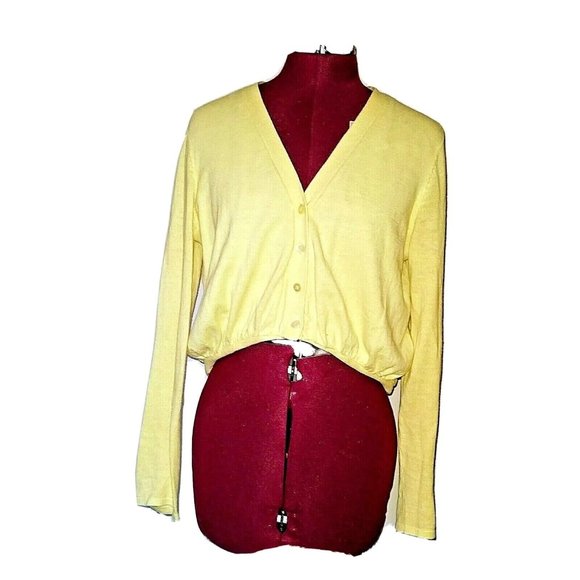 CAbi Womens Prepster Cardigan Size Small Yellow Cropped - Picture 1 of 8